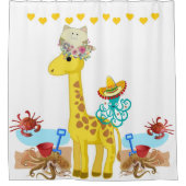 Rideau de douche Giraffe Chat Crabe Octopus (Devant)