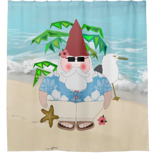 Rideau de douche Gnome de plage (Devant)