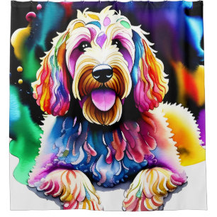 Rideau de douche Goldendoodle "Happy Dog"