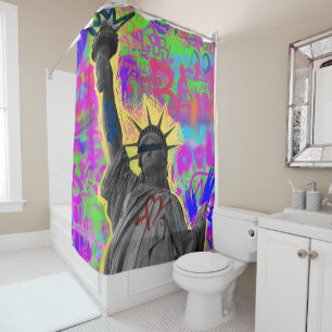 Rideau de douche graffiti Neon Liberty
