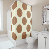 Rideau de douche grands cercles Points Crème Brown (En situation)