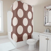 Rideau de douche grands cercles Points rose brun (En situation)