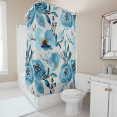 Rideau de douche gris bleu vintage (En situation)