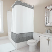 Rideau de douche gris et blanc (En situation)