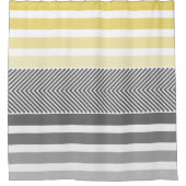 Rideau de douche gris et jaune en sonnerie (Devant)