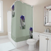 Rideau de douche gris floral (En situation)