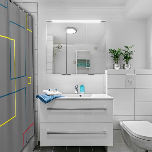 Rideau de douche gris géométrique minimaliste