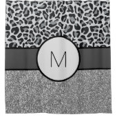 Rideau de douche Gris Monogramme Rideaux de Bain (Devant)