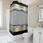 rideau de douche gris, noir, or (En situation)