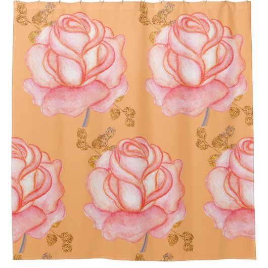 Rideau de douche Gros Roses Roses Roses Roses Faux (Devant)