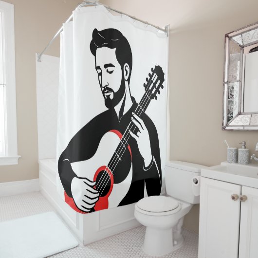 Rideau de douche guitariste (En situation)