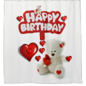 Rideau de douche heureux Anniversaire Blanc Teddy  (Devant)