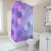 rideau de douche hexagone violet (En situation)