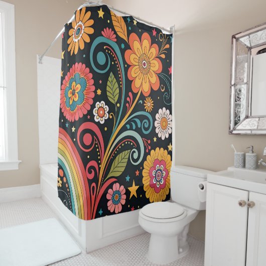 Rideau de douche Hippie (En situation)