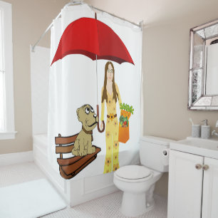 Rideau de douche Hippie Chien Carottes