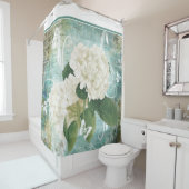 rideau de douche hortensia blanc (En situation)