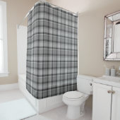 Rideau de douche imprimé à flanelle gris (doublure (En situation)