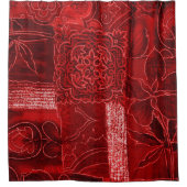 Rideau de douche Imprimé Patchwork Floral Rouge (Devant)