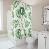 Rideau de douche initial des Feuilles tropicaux (En situation)