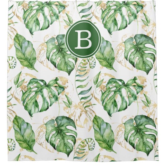 Rideau de douche initial des Feuilles tropicaux (Devant)
