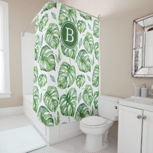 Rideau de douche initial des Feuilles tropicaux