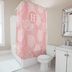 Rideau de douche Initiales Feuilles Tropicales