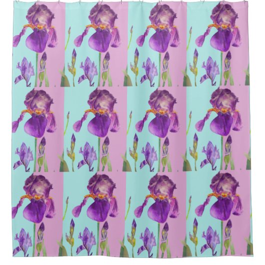 Rideau de douche Iris Violet Pourpre Shabby Chic (Devant)
