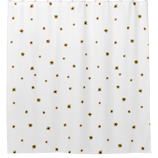 Rideau de douche jaune avec fleurs blanches (Devant)