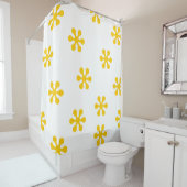 Rideau de douche jaune - Collection de fleurs rétr (En situation)