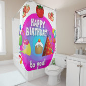 Rideau de douche Joyeux anniversaire (En situation)