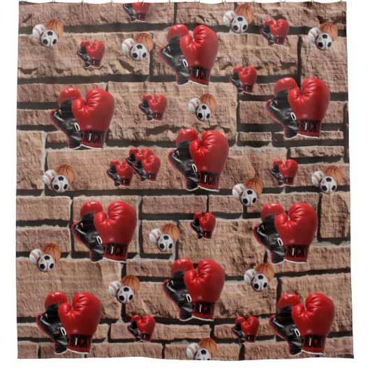 Rideau de douche Joyeux gants de boxe (Devant)