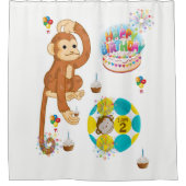 Rideau de douche Joyeux singe d'anniversaire 2 ans (Devant)