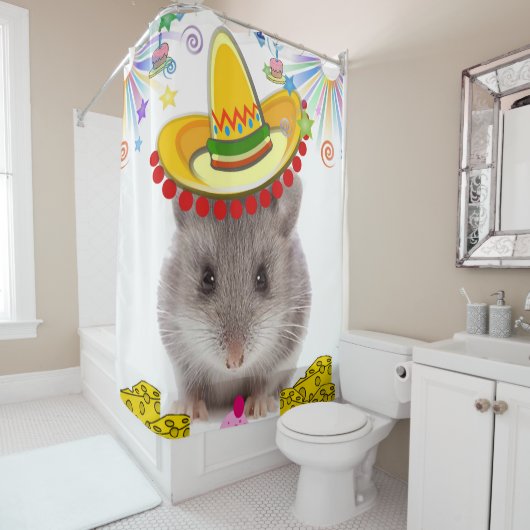Rideau de douche Joyeux souris d'anniversaire (En situation)
