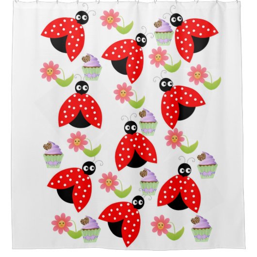 Rideau de douche Ladybug floral Cupcake (Devant)