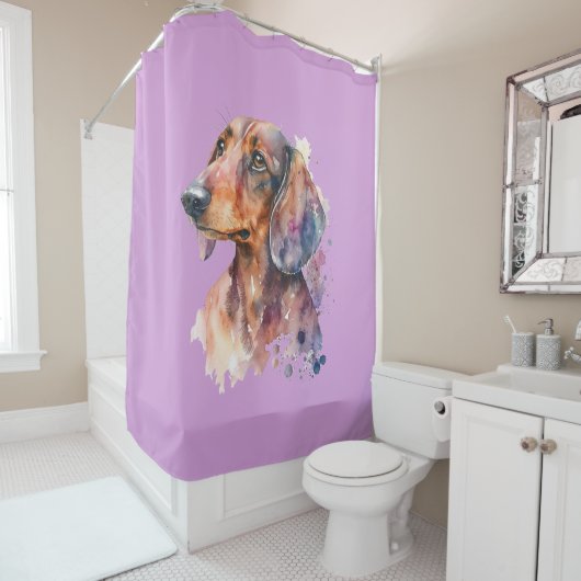 Rideau de douche Lavender Dachshund (En situation)