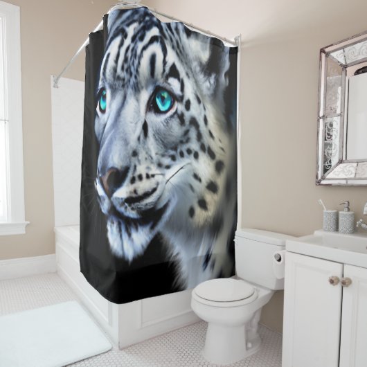 Rideau de douche léopard de neige (En situation)