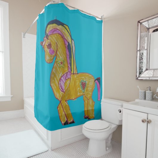 Rideau de douche Licorne (En situation)