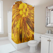 Rideau de douche Lignes Abstraites Fleur Jaune (En situation)