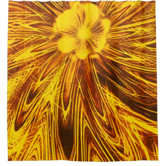 Rideau de douche Lignes Abstraites Fleur Jaune (Devant)