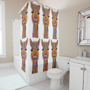 Rideau de douche Llama mignon et coloré