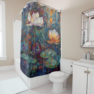 Rideau de douche Lotus et nénuphars
