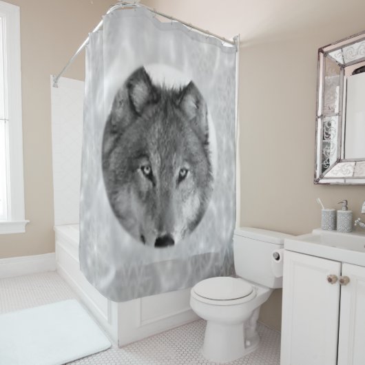 Rideau de douche Loups (En situation)
