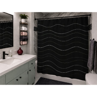 Rideau de douche Luxe Nordique Vague Noir Moderne