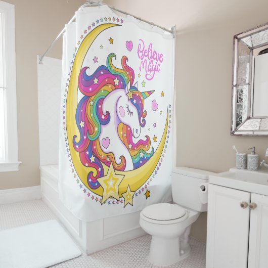 Rideau de douche magique Unicorn (En situation)