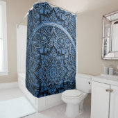 Rideau de douche Mandala Bleu (En situation)