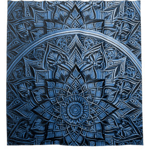 Rideau de douche Mandala Bleu