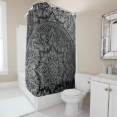 Rideau de douche Mandala en argent (En situation)