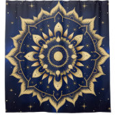 Rideau de douche Mandala Lune Céleste | Bleu Nuit (Devant)