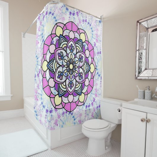 Rideau de douche Mandala Spring (En situation)