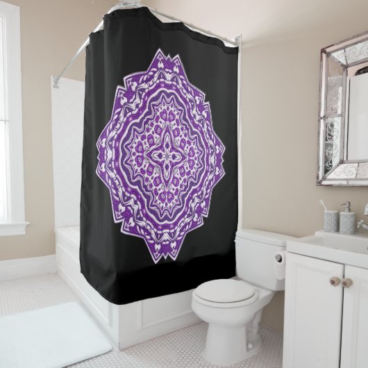 rideau de douche mandala violet (En situation)